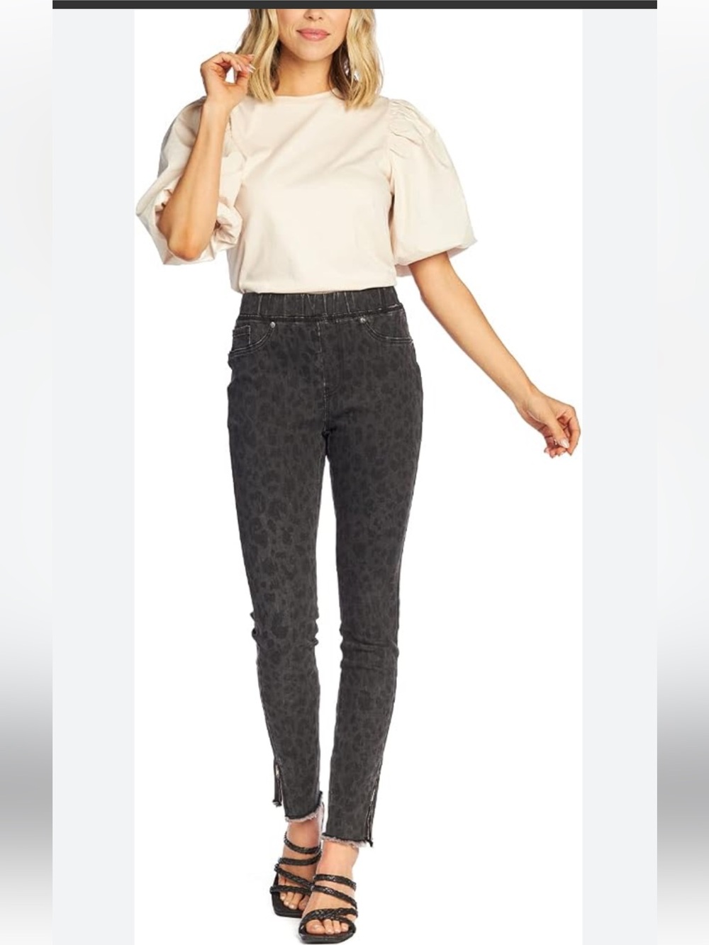 Mud Pie Jetta Zipper Womens Jeans, Large, Black Leopard XL NWT